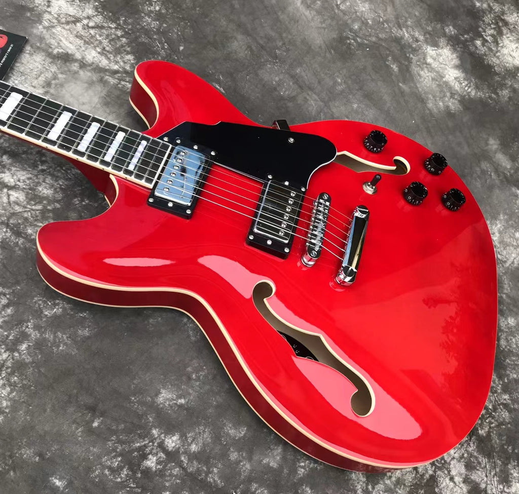 red color Grote jazz F hole electric guitar – 8sounds music