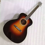 Byron OM body 39" full size; 14 frets guitar  dark burst herringbone binding custom acoustic electric guitar