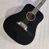 black elvis dreadnought acoustic electric guitar with free gig bag solid sikta spruce wood top AAA grade
