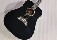 black elvis dreadnought acoustic electric guitar with free gig bag solid sikta spruce wood top AAA grade