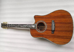 BY-45KC koa wood guitar-dreadnought acoustic guitar -single cut fancy abalone acoustic electric guitar free hardcase