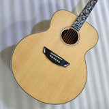 handmade Byron Jumbo Jen Model natural quilted maple wood all solid guitar with pickups and hardcase