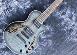 new small jazz -F hole 7 string electric- jazz guitar -natural color grey color jazz master