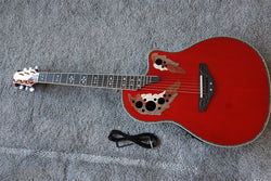 red guitar-ovation 6 strings-acoustic electric carbon fiber guitar with built-in pickups