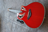 red guitar-ovation 6 strings-acoustic electric carbon fiber guitar with built-in pickups