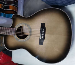 customize upgrade OMJM cutaway acoustic guitar with greyburst finish OM guitar single cut