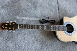 solid wood guitar-ovation natural 6 strings with pickups gig bag -carbon fiber acoustic electric guitar