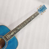 Ocean Blue-OM body full size; 14 frets-acoustic electric guitar upgrade with hardcase