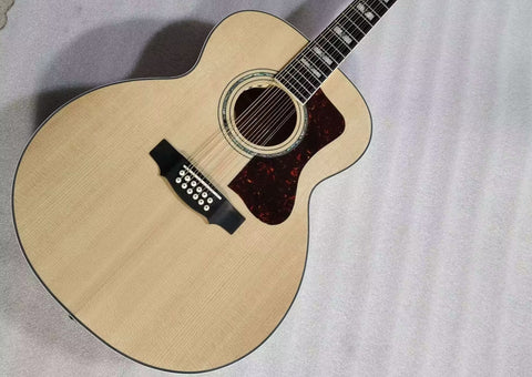 jumbo acoustic electric guitar solid spruce wood 12 strings new flame maple Byron Custom guitar TB12-G001