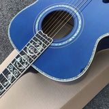 Customized Acoustic Guitar-43 Inches-Blue Flame Maple Wood-Ebony
