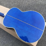 Customized Acoustic Guitar-43 Inches-Blue Flame Maple Wood-Ebony