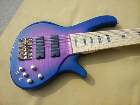 6 strings bass guitar bolt-on purple finish bass 9V battery pickup EMG active circut wire bass
