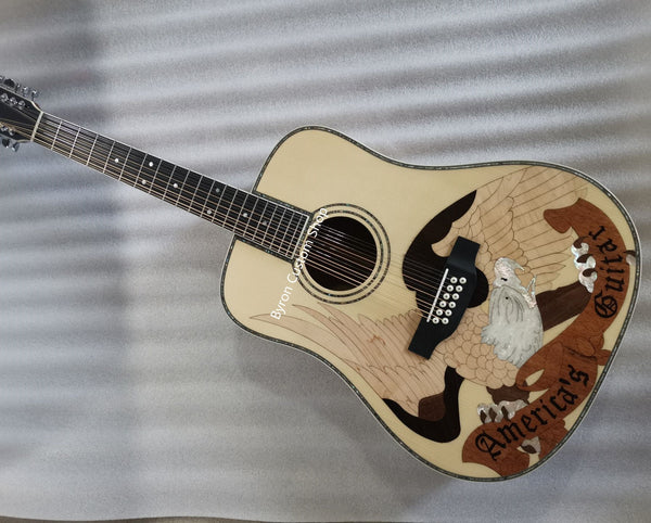 12 String Acoustic Electric Guitar-AAAAA Solid European Spruce Top Dreadnought