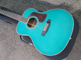 OOO15 style satin blue customize Byron acoustic electric guitar with hardcase