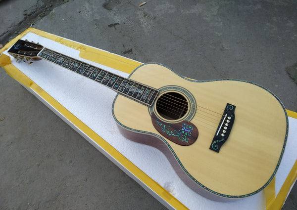 handmade all solid wood acoustic electric guitar custom
