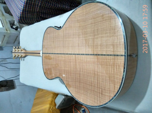SJ200 Jumbo Solid Acoustic Guitar-Free Hardcase-Flame Maple-Abalone