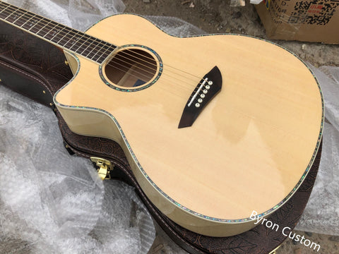solid acoustic guitar -customize Byron- left handed guitars -39 inches- cutaway -614 style custom shop
