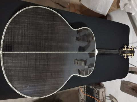 Jumbo Customized black gloss Guitar-Solid Ebony-43 Inches- Maple Wood