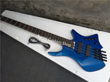 ash blue 4 string multi scale electric Guitarra bass fanned frets bass active pickups headless