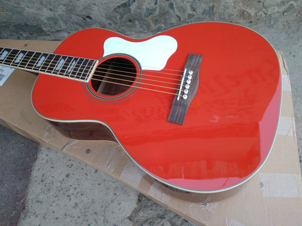 acoustic guitar 00 solid spruce parlor OOO body maroon color customize white pearl vintage guitar