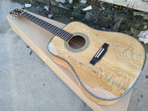AAAA Handmade Solid Guitar-Imported- Wood Soundhole EQ D- Dreadnought