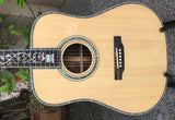 Solid spruce top Ebony fingerboard OEM Custom Real Abalone acoustic Guitar