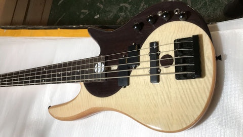 Custom Yin Yang Deluxe Monarch 5 Pau Amarillo Fodera Bass Guitar Electric 5 String Yin Yang Bass