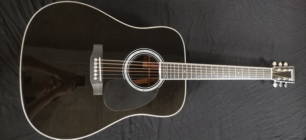 AAAA Solid Black Johnny Acoustic Electric Guitar-Custom Dove Joint X Bracing 35