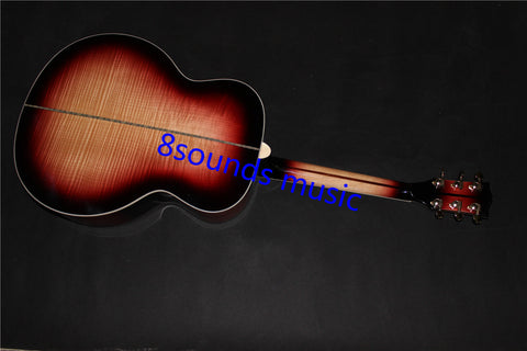 J200 Style Jumbo Acoustic Electric Guitar-Custom-Flame Maple