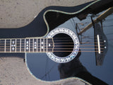 ovation acoustic electric guitar black finish guitar real abalone binding built in EQ ebony fretboard guitar