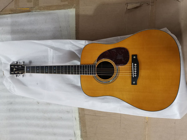 customize D42 all solid wood with flame maple wood binding folk guitar
