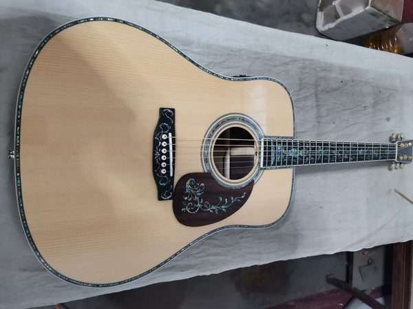 solid spruce wood deluxe abalone acoustic electric guitars 8sounds music