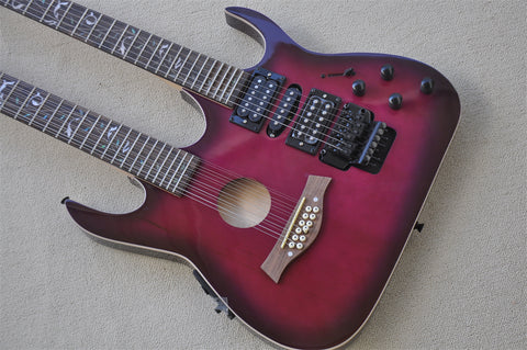 double neck purple color jem guitar 12+6 strings electric guitars