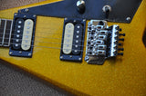 new sparkle gold color flying V electric guitar V shaped custom guitar 8sounds music