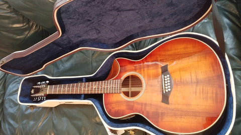 Byron custom shop koa wood guitar- Grand Auditorium body armrest bevelled cutway can ship from US UK