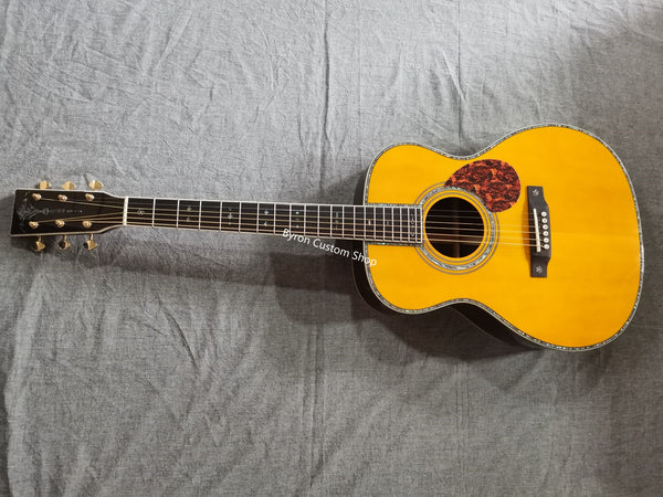 6 strings real abalone vintage antique OM42- OOO42EC acoustic electric guitar