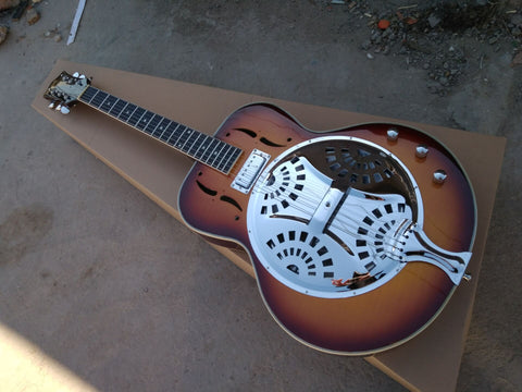 Vintage Sunburst Dobro Resonator Steel Electric Guitar with Flame maple top Dobro Guitarra