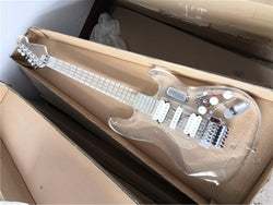 Acrylic crystal ST Electric guitar, Fingerboard & Acrylic Body with LED light transparent guitar with tremolo guitar strat