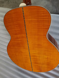 custom fretboard design -Jumbo Solid Guitar-Elvis Presley 43" Flame-Maple Wood-deep Amber