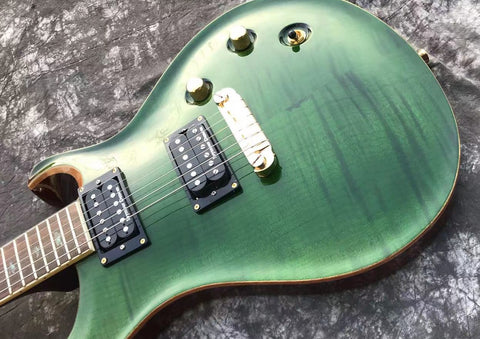 arched top green tiger six string PRS electric guitar solid flame maple top electric guitar