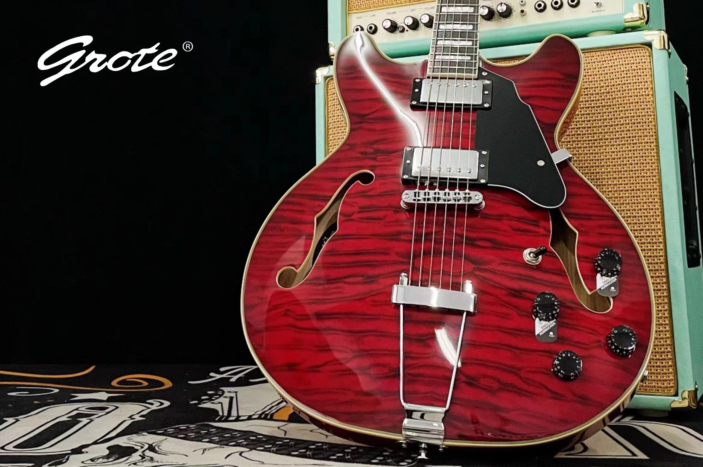 Amazon.com: GROTE Jazz Electric Guitar Hollow Body Chrome
