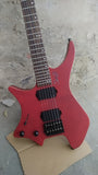 left handed headless guitar red color travel electric lefty musician guitar