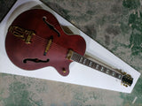 satin finished brown red color archtop guitar fat body jazz by 8sounds music