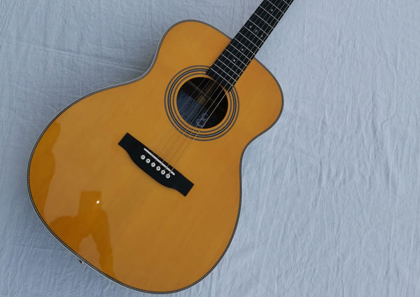 BY-OM004-solid top OOO guitar rosewood herringbone left handed guitar OOO28 lefty acoustic