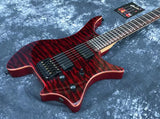 Electric red flame Professional Custom 6 String Headless Grote guitar