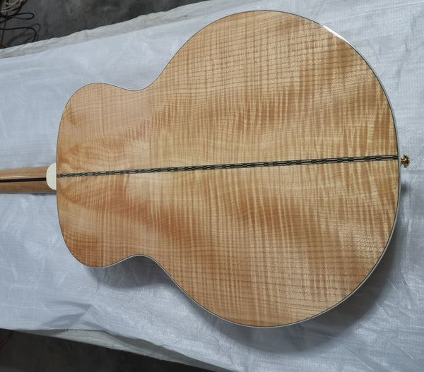 200 Mini Natural Acoustic Electric Guitar-38 Inches- Flame Maple