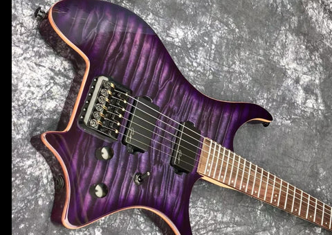 6 string electric guitar purple color headless guitar 8sounds music