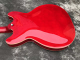 red color Grote jazz F hole electric guitar Byron Custom Shop guitar